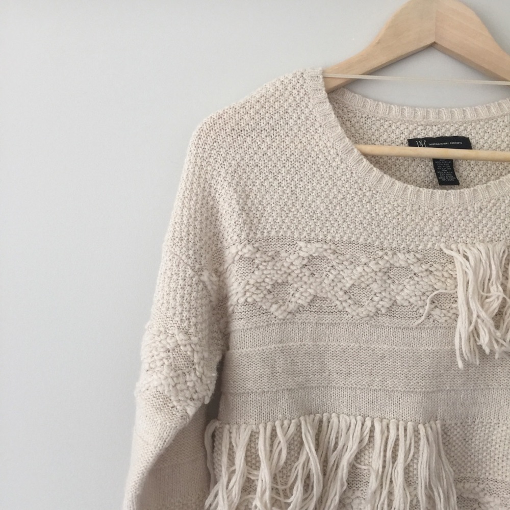{INC International Concepts} fringe fitted sweater